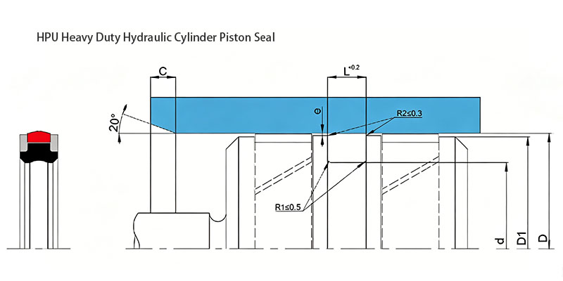 HPU Heavy Duty Hydraulic Cylinder Piston Seal